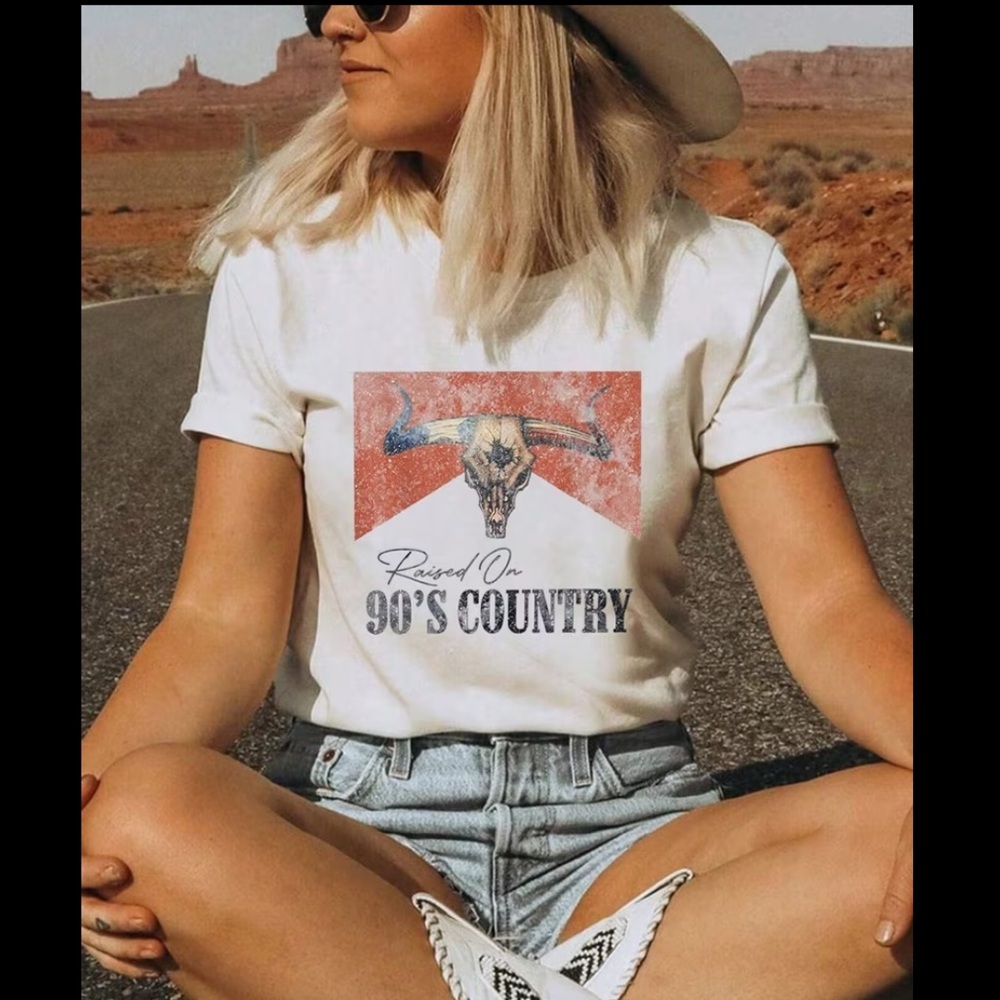 Raised on 90's Country Graphic Tee Various Sizes Stretch Tee